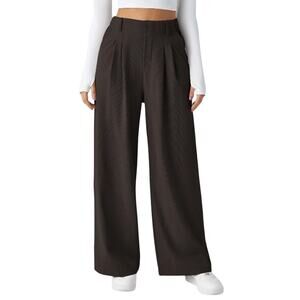Halara Wide Leg Waffle Work Trousers - Delicioso Brown - XS Regular NWT